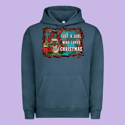 Just A Girl Who Loves Christmas Urban Hoodie Designed By Ranaportraitstore