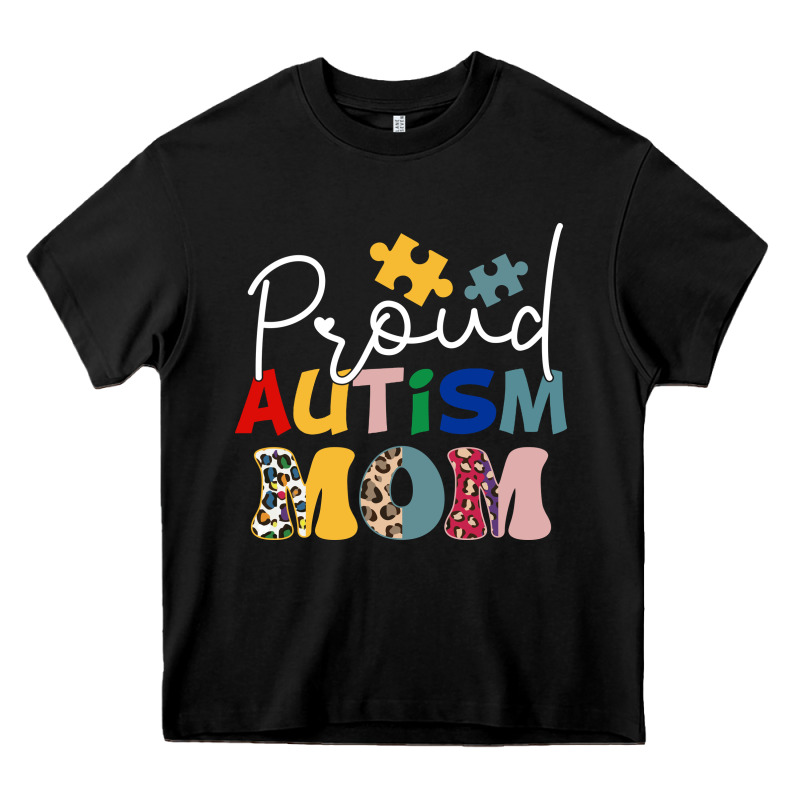 Proud Autism Mom Leopard Pattern Design Autism Awa Heavy Core Tee by CowhideDigitalArt | Teevron