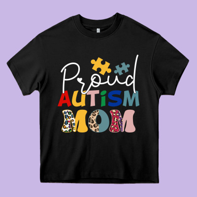 Proud Autism Mom Leopard Pattern Design Autism Awa Heavy Core Tee Designed By Cowhidedigitalart
