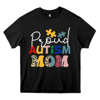 Black Proud Autism Mom Leopard Pattern Design Autism Awa Heavy Core Tee - CowhideDigitalArt
