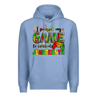 Colony Blue i paused my game to celebrate juneteenth Premium Hoodie - Zillion Design Studio