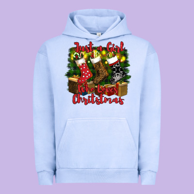 Just A Girl Who Loves Christmas Urban Hoodie Designed By Ranaportraitstore