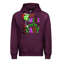 Mauve Wine eat drink and be scary Urban Hoodie - Zillion Design Studio