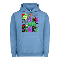 Pigment Pebble Blue eat drink and be scary Urban Hoodie - Zillion Design Studio