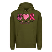 Army Green breast cancer peace love cure Premium Hoodie - RanaPortraitStore