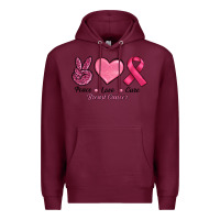 Burgundy breast cancer peace love cure Premium Hoodie - RanaPortraitStore