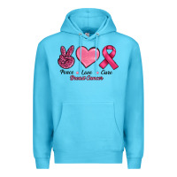 Ocean Blue breast cancer peace love cure Premium Hoodie - RanaPortraitStore