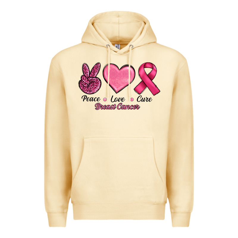 Breast Cancer Peace Love Cure Premium Hoodie by RanaPortraitStore | Teevron