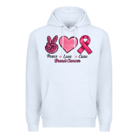 White breast cancer peace love cure Premium Hoodie - RanaPortraitStore