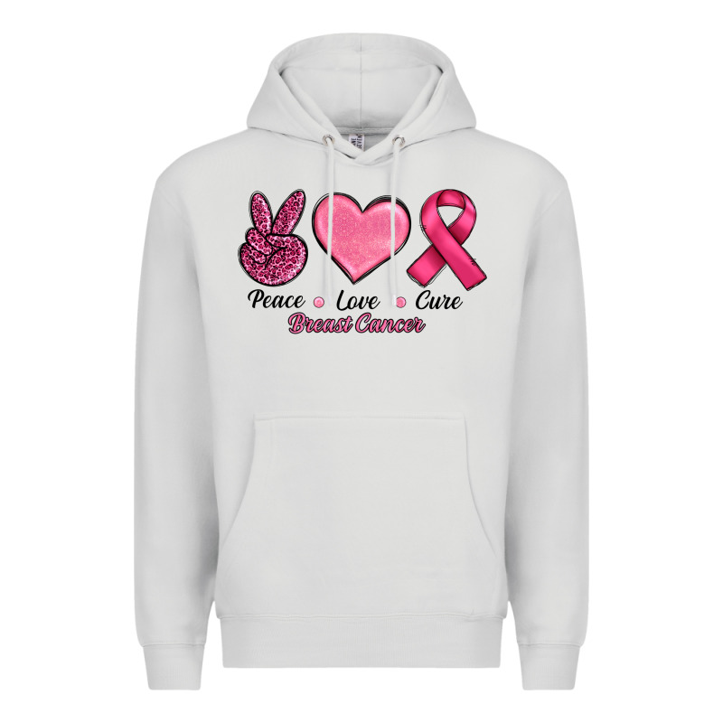 Breast Cancer Peace Love Cure Premium Hoodie by RanaPortraitStore | Teevron