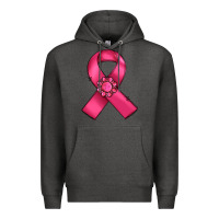 Charcoal Heather breast cancer awareness ribbon Premium Hoodie - RanaPortraitStore