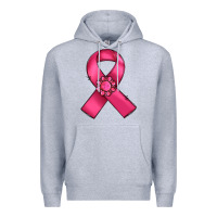 Heather Grey breast cancer awareness ribbon Premium Hoodie - RanaPortraitStore