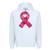 White breast cancer awareness ribbon Premium Hoodie - RanaPortraitStore