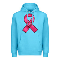 Ocean Blue breast cancer awareness ribbon Premium Hoodie - RanaPortraitStore