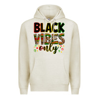 Oatmeal Heather black vibes only Premium Hoodie - Zillion Design Studio