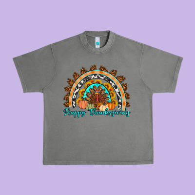 Happy Thanksgiving Rainbow Urban Heavy Tee Designed By Artiststas