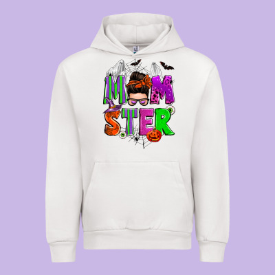 Halloween Momster Messy Bun Urban Hoodie Designed By Zillion Design Studio