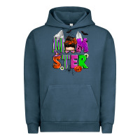 Pigment Midnight Navy halloween momster messy bun Urban Hoodie - Zillion Design Studio