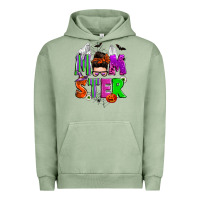 Pigment Oil Green halloween momster messy bun Urban Hoodie - Zillion Design Studio