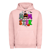 Pigment Salmon halloween momster messy bun Urban Hoodie - Zillion Design Studio