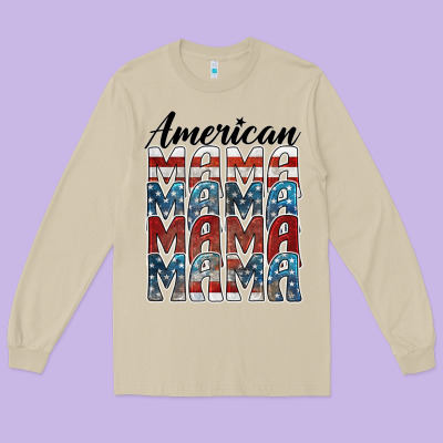 American Mama Long Sleeve Tee Designed By Barkaloodesign