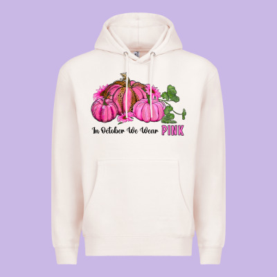 In October We Wear Pink Pumpkin And Sunflowers Premium Hoodie Designed By Ranaportraitstore