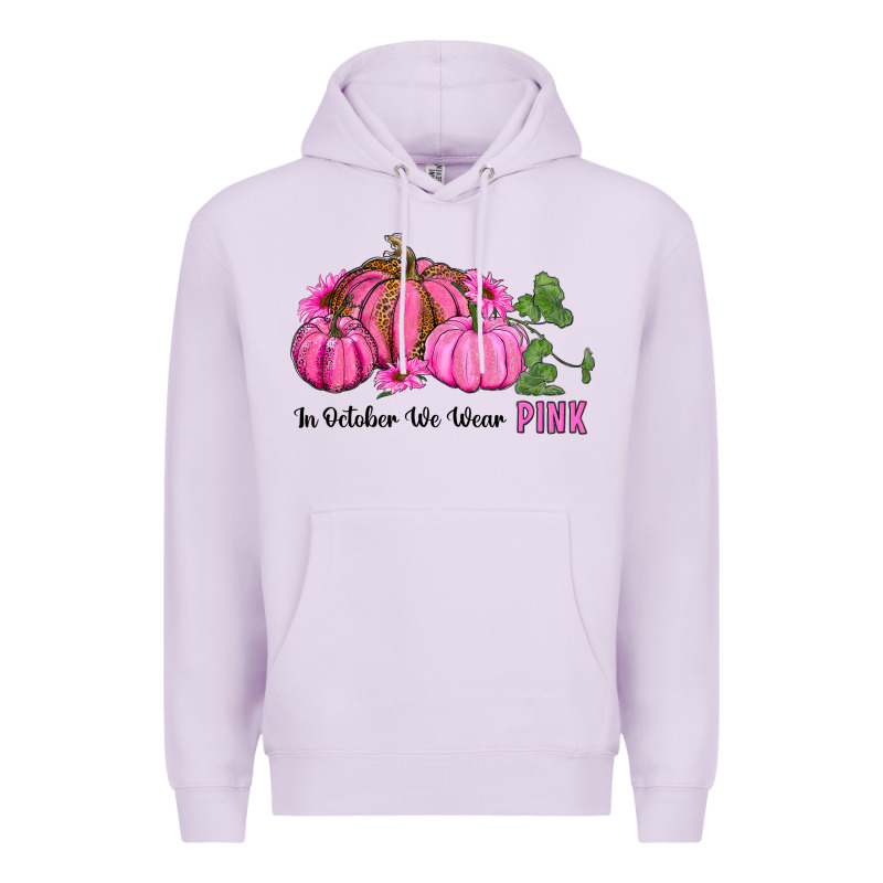 In October We Wear Pink Pumpkin And Sunflowers Premium Hoodie by RanaPortraitStore | Teevron
