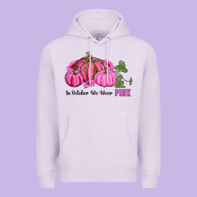 In October We Wear Pink Pumpkin And Sunflowers Premium Hoodie Designed By Ranaportraitstore