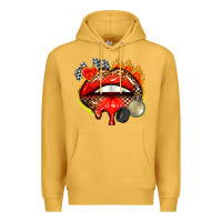 Mustard race lips Premium Hoodie - AdoDesignShop