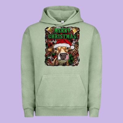Merry Christmas Heifer With Cowbells Urban Hoodie Designed By Ranaportraitstore