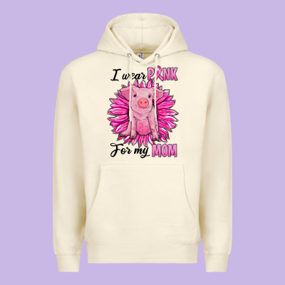I Wear Pink For My Mom Pig Premium Hoodie Designed By Ranaportraitstore