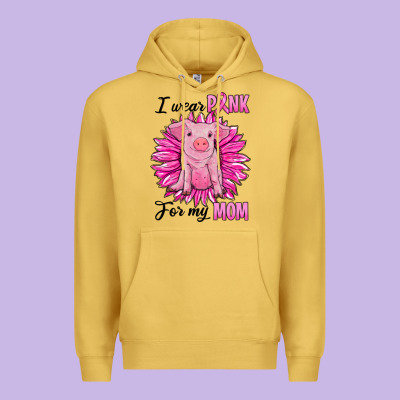 I Wear Pink For My Mom Pig Premium Hoodie Designed By Ranaportraitstore