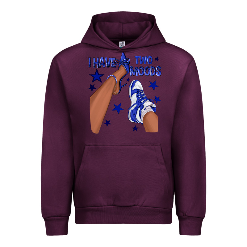 I Have Two Moods Royal Blue Sneakers Afro Girl Urban Hoodie by texasbilliewilder | Teevron