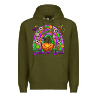 Army Green Trick or Treat Halloween Rainbow Premium Hoodie - texasbilliewilder