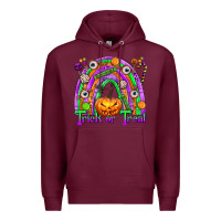 Burgundy Trick or Treat Halloween Rainbow Premium Hoodie - texasbilliewilder