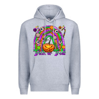 Heather Grey Trick or Treat Halloween Rainbow Premium Hoodie - texasbilliewilder