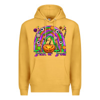 Mustard Trick or Treat Halloween Rainbow Premium Hoodie - texasbilliewilder