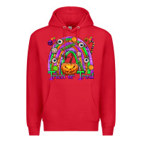 Red Trick or Treat Halloween Rainbow Premium Hoodie - texasbilliewilder