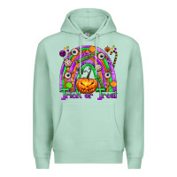 Seafoam Trick or Treat Halloween Rainbow Premium Hoodie - texasbilliewilder