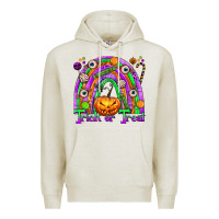 Oatmeal Heather Trick or Treat Halloween Rainbow Premium Hoodie - texasbilliewilder