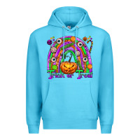 Ocean Blue Trick or Treat Halloween Rainbow Premium Hoodie - texasbilliewilder