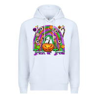 White Trick or Treat Halloween Rainbow Premium Hoodie - texasbilliewilder