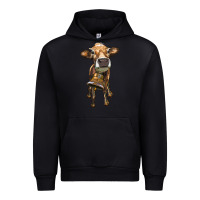 Black heifer cow with cow bell Urban Hoodie - RanaPortraitStore