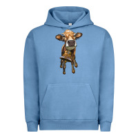Pigment Pebble Blue heifer cow with cow bell Urban Hoodie - RanaPortraitStore