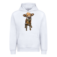 White heifer cow with cow bell Urban Hoodie - RanaPortraitStore