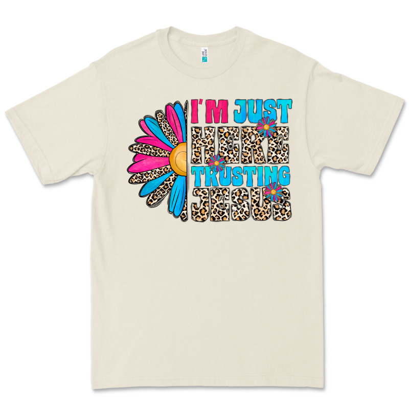 Im Just Here Trusting Jesus Premium Tee by CowhideDigitalArt | Teevron
