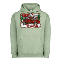 Pigment Oil Green christmas truck with cows Urban Hoodie - RanaPortraitStore