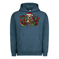 Pigment Midnight Navy christmas joy with heifer Urban Hoodie - RanaPortraitStore