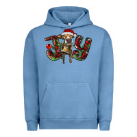 Pigment Pebble Blue christmas joy with heifer Urban Hoodie - RanaPortraitStore