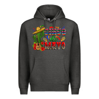 Charcoal Heather cinco de mayo cactus Premium Hoodie - Zillion Design Studio